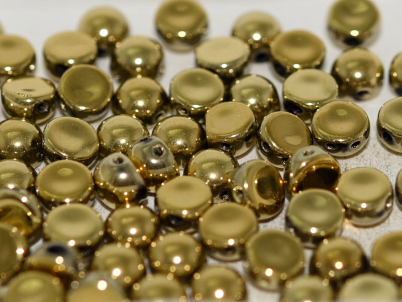 Cabochon 6 mm, 2 Holes, Jet Amber Full, Czech Glass