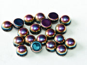 Cabochon 6 mm, 2 Holes, Jet Full Sliperit, Czech Glass