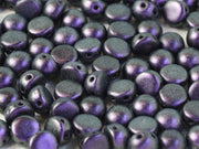 Cabochon 6 mm, 2 Holes, Jet Polychrome Black Currant, Czech Glass