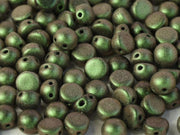 Cabochon 6 mm, 2 Holes, Jet Polychrome Olive Mauve, Czech Glass