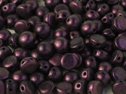 Cabochon 6 mm, 2 Holes, Jet Polychrome Pink Olive, Czech Glass