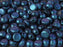 Cabochon 6 mm, 2 Holes, Jet Polychrome Dark Capri Blue, Czech Glass