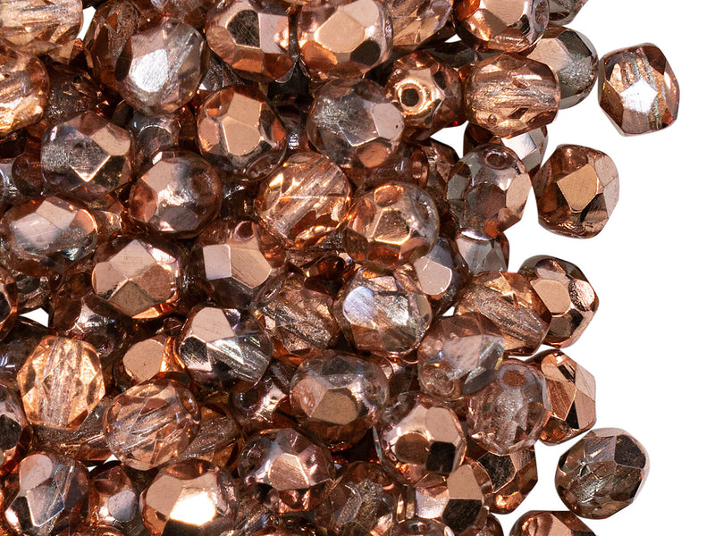 50 pcs Fire Polished Faceted Beads Round, 6mm, Apollo Gold (Crystal Capri Gold), Czech Glass