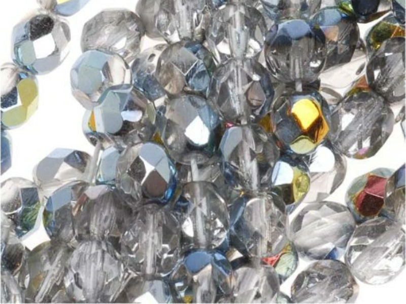 50 pcs Fire Polished Faceted Beads Round, 6mm, Crystal Marea, Czech Glass