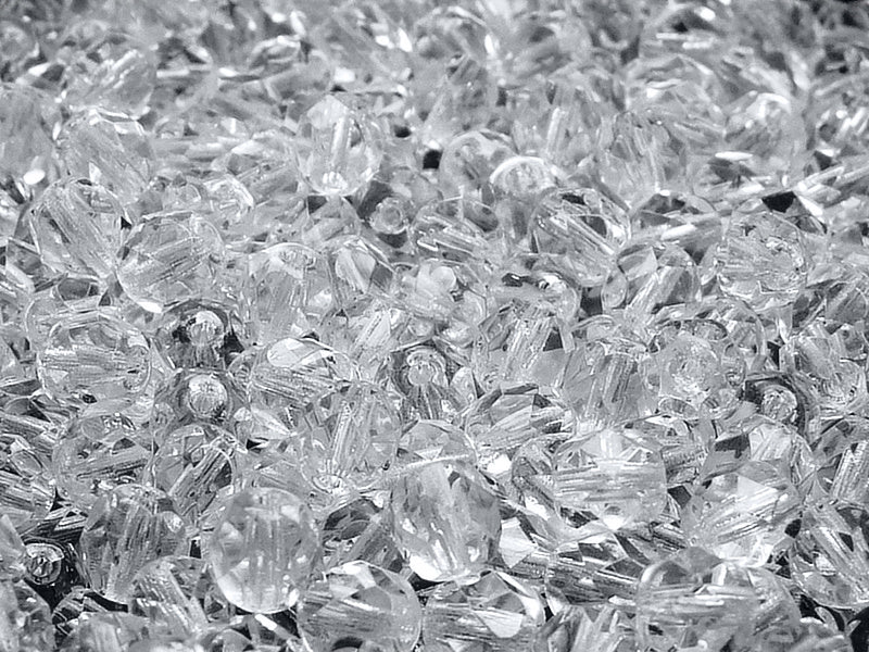 Set of Round Fire Polished Beads (3mm, 4mm, 6mm, 8mm), Crystal Clear, Czech Glass