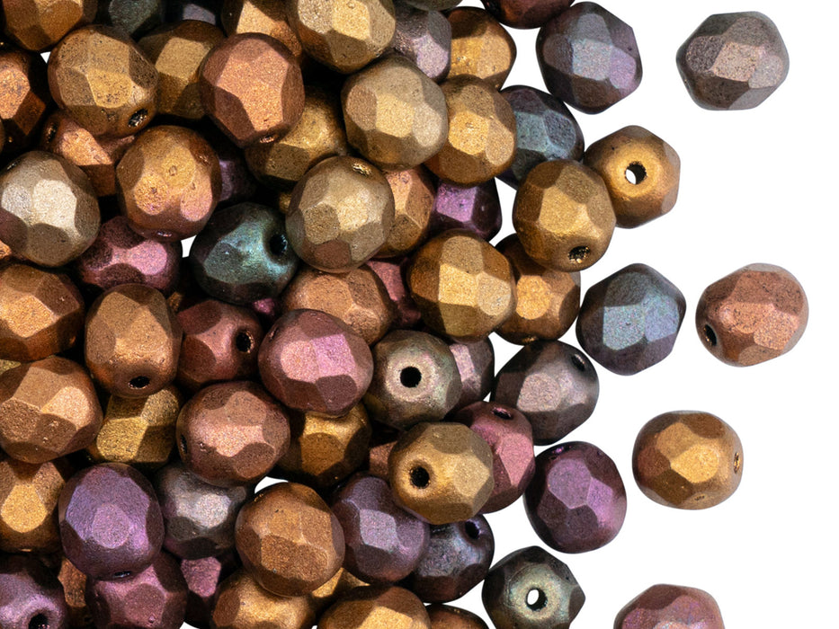 50 pcs Fire Polished Faceted Beads Round, 6mm, Silky Violet Rainbow, Czech Glass