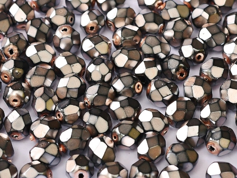 50 pcs 50 pcs Fire Polished Beads 6 mm Jet Heavy Metal Violet Czech Glass Purple