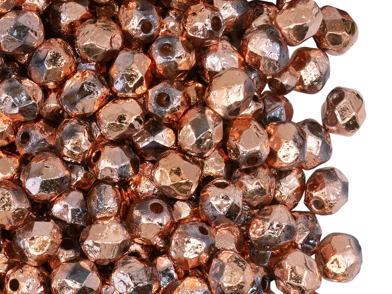 50 pcs Fire Polished Beads 6 mm, Crystal Etched Sunset Full, Czech Glass