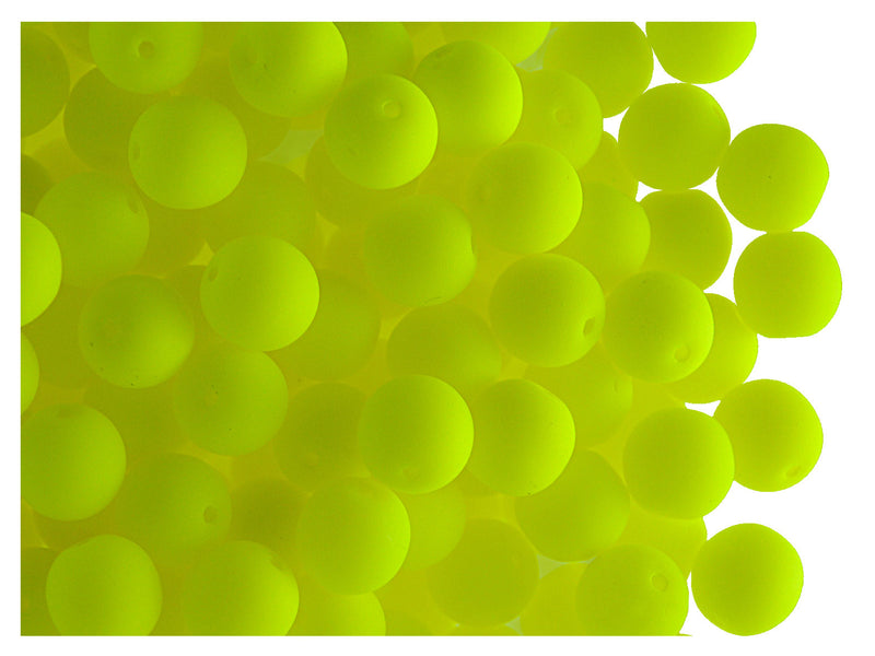 50 pcs Round NEON ESTRELA Beads, 6mm, Yellow (UV Active), Czech Glass