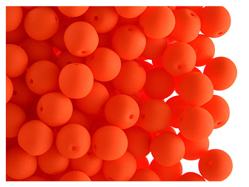 50 pcs Round NEON ESTRELA Beads, 6mm, Orange (UV Active), Czech Glass