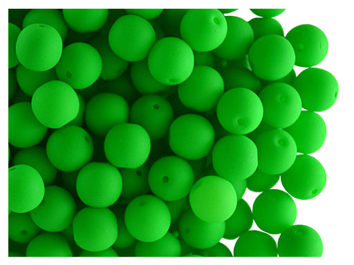50 pcs Round NEON ESTRELA Beads, 6mm, Green (UV Active), Czech Glass