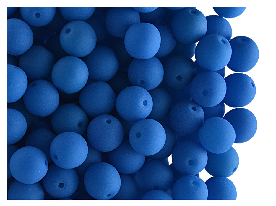 50 pcs Round NEON ESTRELA Beads, 6mm, Blue (UV Active), Czech Glass