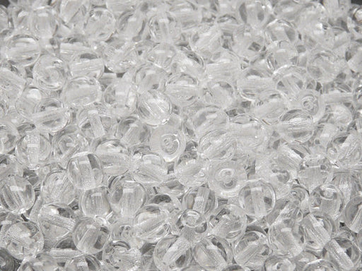 50 pcs Round Pressed Beads, 6mm, Crystal, Czech Glass