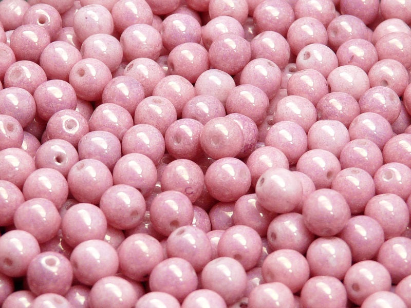 50 pcs Round Pressed Beads, 6mm, Chalk Lila Luster, Czech Glass