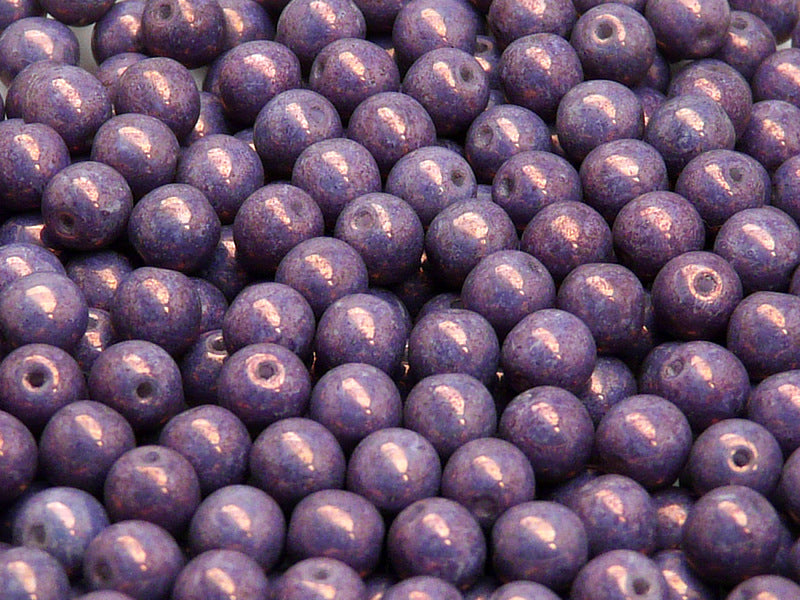 50 pcs Round Pressed Beads, 6mm, Chalk Vega Luster, Czech Glass