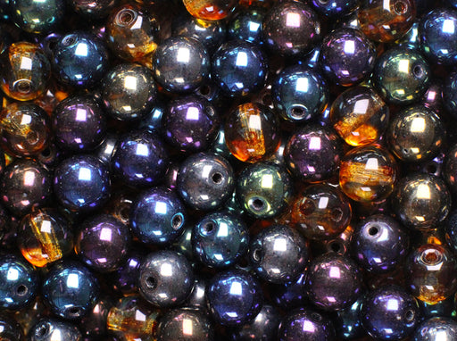 50 pcs Round Pressed Beads, 6mm, Heavy Metal Mix, Czech Glass