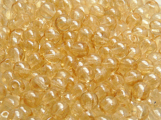 50 pcs Round Pressed Beads, 6mm, Crystal Light Topaz Luster, Czech Glass