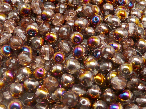 50 pcs Round Pressed Beads, 6mm, Crystal Sliperit, Czech Glass