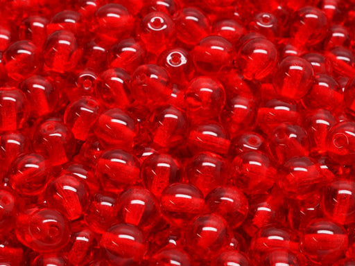 Round Beads 6 mm, Ruby, Czech Glass
