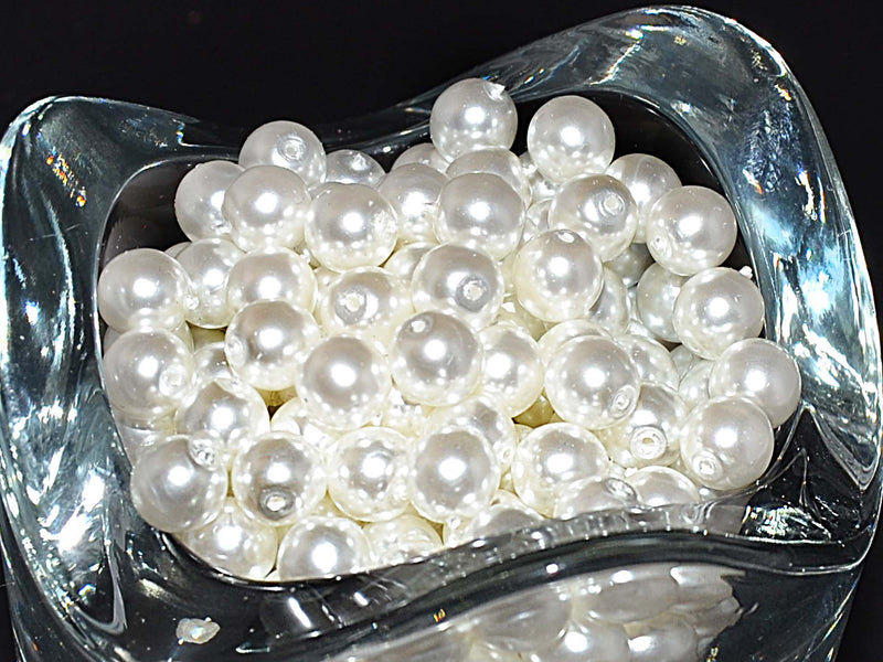 50 pcs Round Pearl Beads, 6mm, White Pearl, Czech Glass