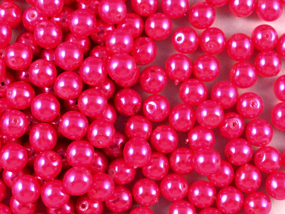 50 pcs Round Pearl Beads, 6mm, Pastel Pink, Czech Glass