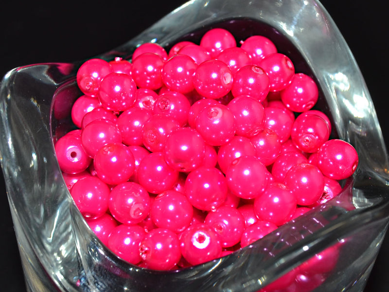 50 pcs Round Pearl Beads, 6mm, Pastel Pink, Czech Glass