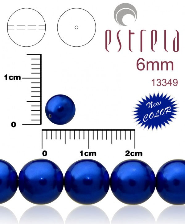 50 pcs Round Pearl Beads, 6mm, Pastel Blue, Czech Glass
