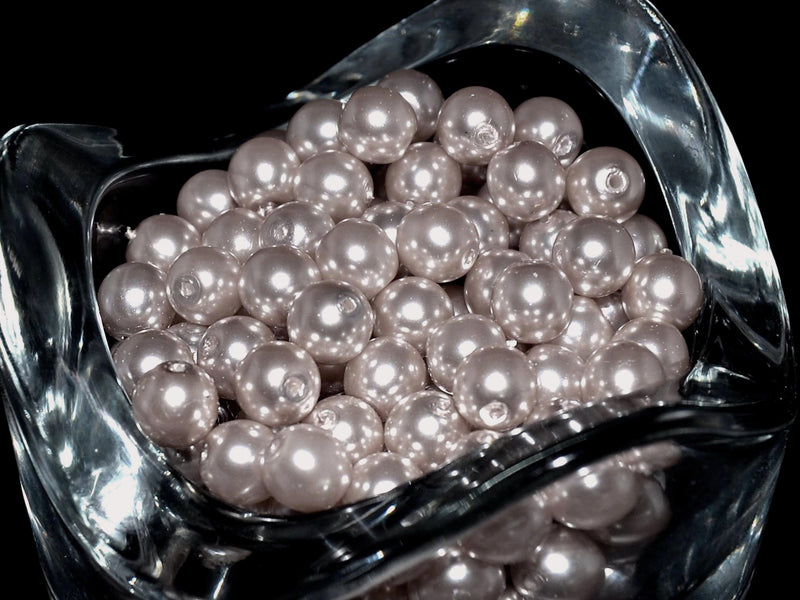 50 pcs Round Pearl Beads, 6mm, Dark Platinum Pearl, Czech Glass