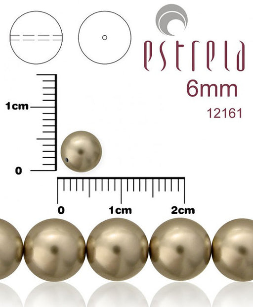 50 pcs Round Pearl Beads, 6mm, Dark Platinum Pearl, Czech Glass