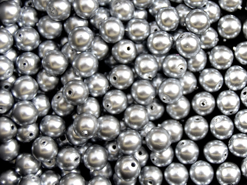 50 pcs Round Pearl Beads, 6mm, Gray Pearl, Czech Glass