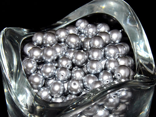 50 pcs Round Pearl Beads, 6mm, Gray Pearl, Czech Glass