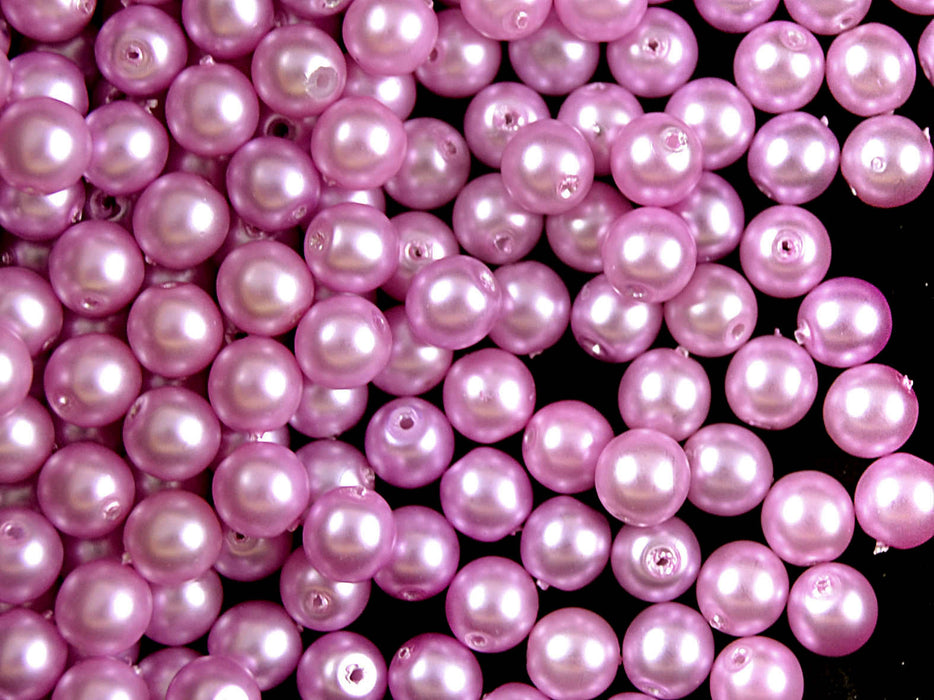 50 pcs Round Pearl Beads, 6mm, Light Lilac Matte, Czech Glass