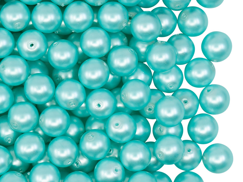 50 pcs Round Pearl Beads, 6mm, Jade Green Matte, Czech Glass