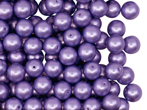 50 pcs Round Pearl Beads, 6mm, Purple Matte, Czech Glass