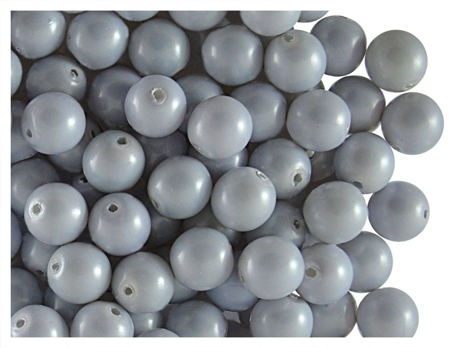 50 pcs Round Pearl Beads, 6mm, Baby Blue Pastel, Czech Glass