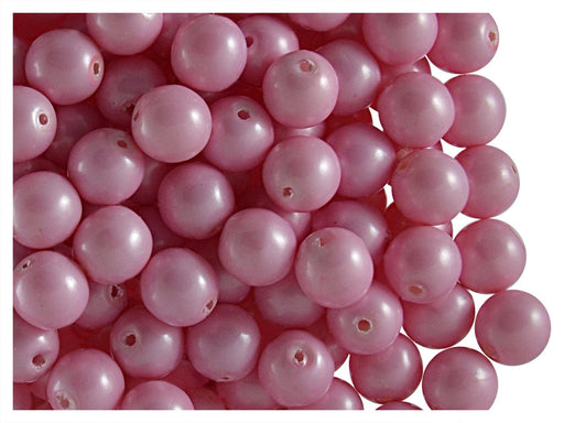 50 pcs Round Pearl Beads, 6mm, Baby Pink Pastel, Czech Glass