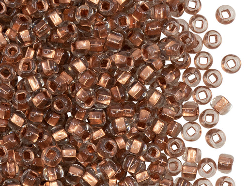 20 g 6/0 Seed Beads Preciosa Ornela, Czech Glass, Crystal Copper Lined