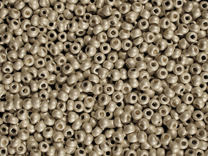 20 g 6/0 Seed Beads Preciosa Ornela, Silver Metallic Matte, Square Hole, Czech Glass