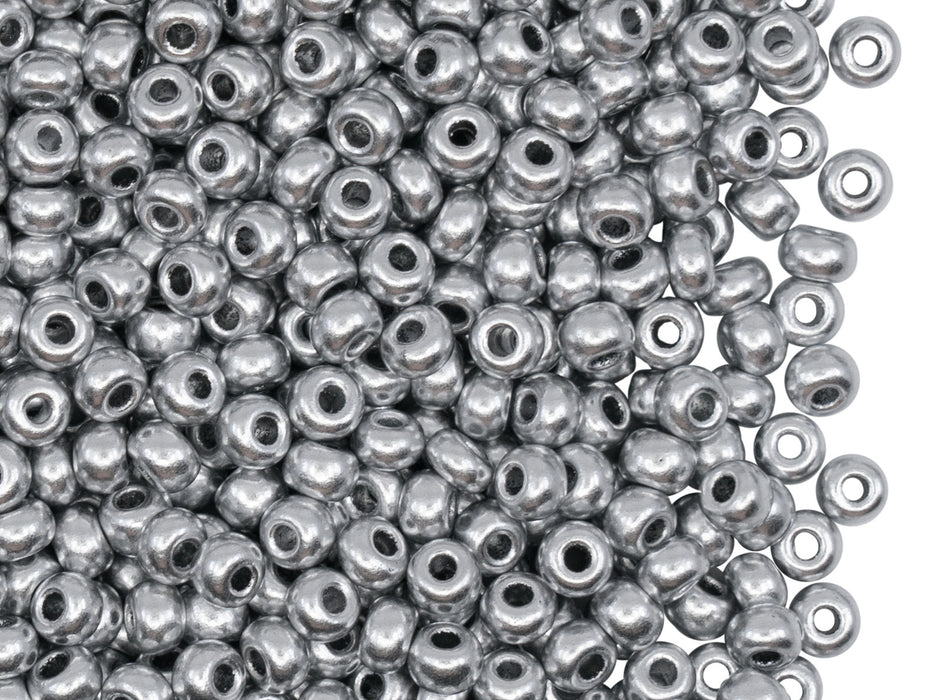 20 g 6/0 Seed Beads Preciosa Ornela, Silver Aluminum, Czech Glass