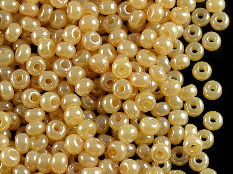20 g 6/0 Seed Beads Preciosa Ornela, Beige Shell Opaque Luster, Czech Glass