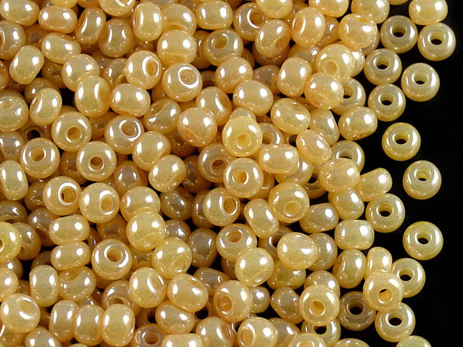 20 g 6/0 Seed Beads Preciosa Ornela, Beige Shell Opaque Luster, Czech Glass