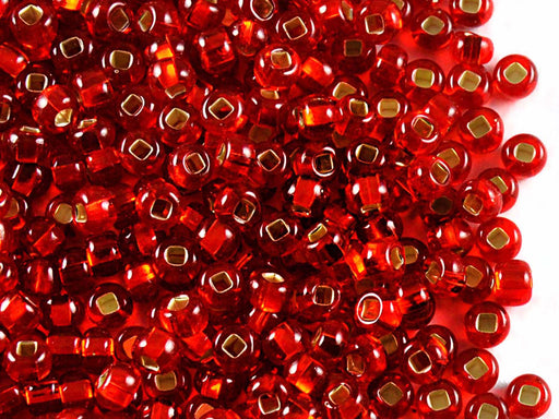 20 g 6/0 Seed Beads Preciosa Ornela, Light Red Silver Lined, Square Hole, Czech Glass