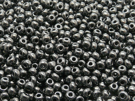 20 g 6/0 Seed Beads Preciosa Ornela, Jet Hematite (Gray), Czech Glass