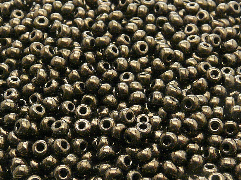 20 g 6/0 Seed Beads Preciosa Ornela, Jet Copper Luster, Czech Glass