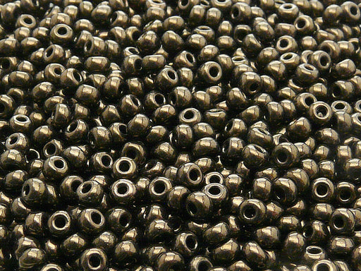 20 g 6/0 Seed Beads Preciosa Ornela, Jet Copper Luster, Czech Glass