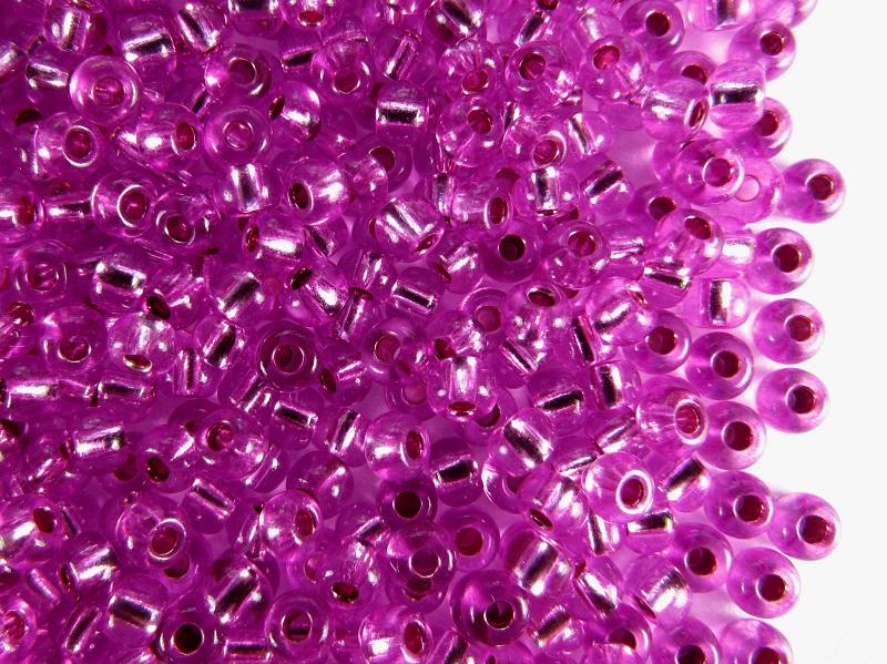 20 g 20 g Rocailles 6/0 Pink Transparent Silver Lined Czech Glass Pink
