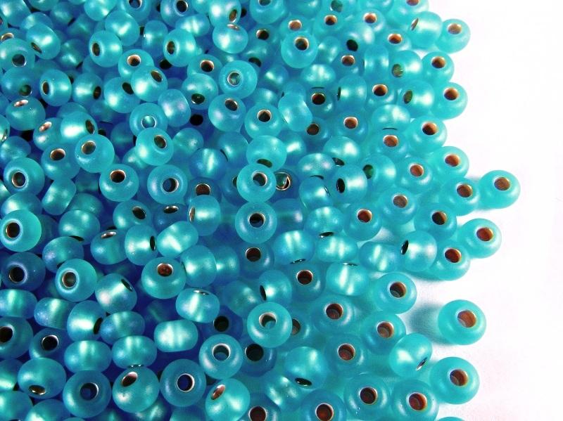 20 g 20 g Rocailles 6/0 Light Blue Matte Silver Lined Czech Glass Blue