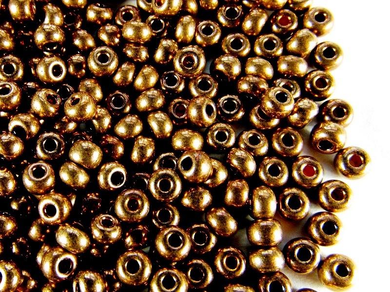 20 g 20 g Rocailles 6/0  Copper Metallic Czech Glass Brown