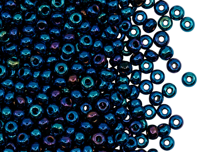 20 g Rocailles 6/0, Opaque Blue Iris, Czech Glass