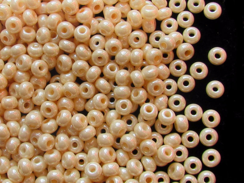 20 g 6/0 Seed Beads Preciosa Ornela, Shell Beige Pearl Opaque, Czech Glass